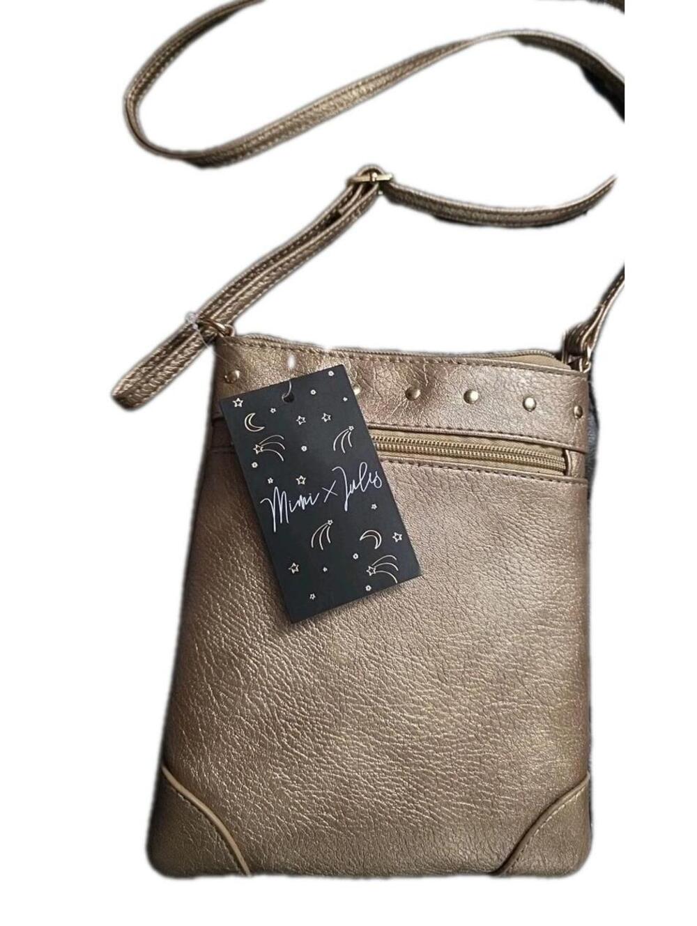 Mimi & Jules Ladies Small Metallic Gold Purse Shoulder Bag Z